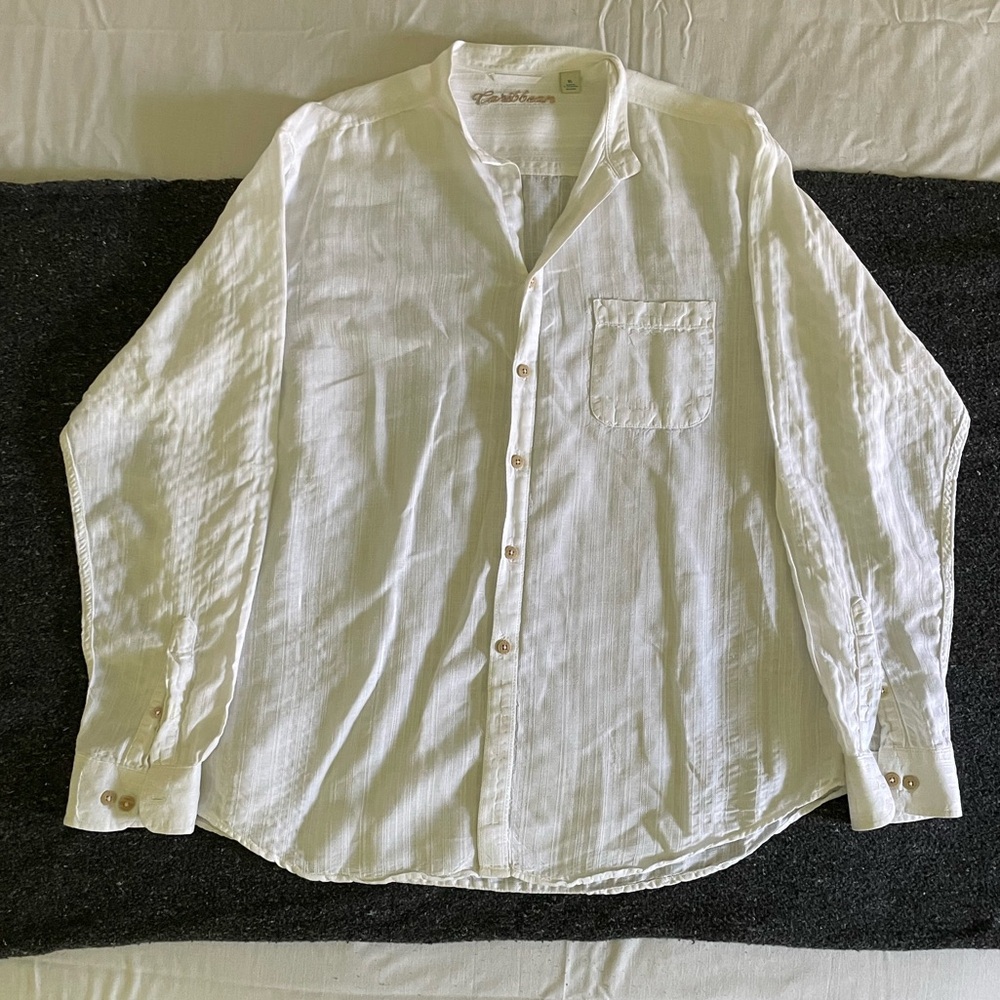 White Caribbean Button Up Shirt
